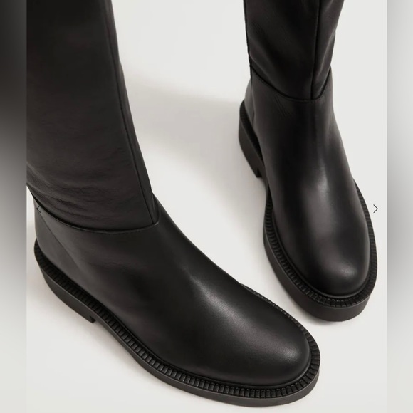 NWT_MANGO Leather Boot With Tall Leg - Picture 4 of 9